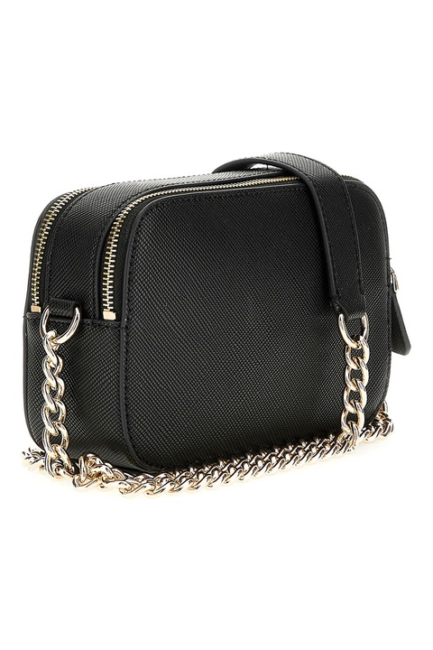 GUESS, Geanta crossbody din piele ecologica cu doua compartimente Noelle, Negru