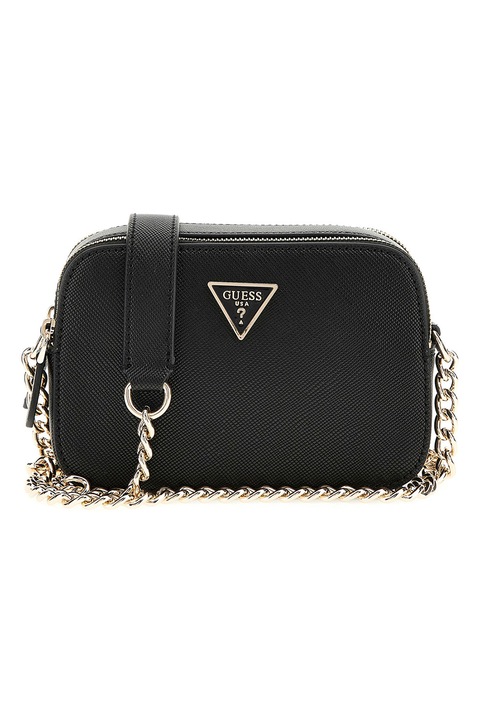GUESS, Noelle keresztpántos kétrekeszes műbőr táska, Fekete