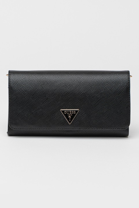 GUESS, Geanta crossbody din piele ecologica cu bareta din lant Noelle, Negru