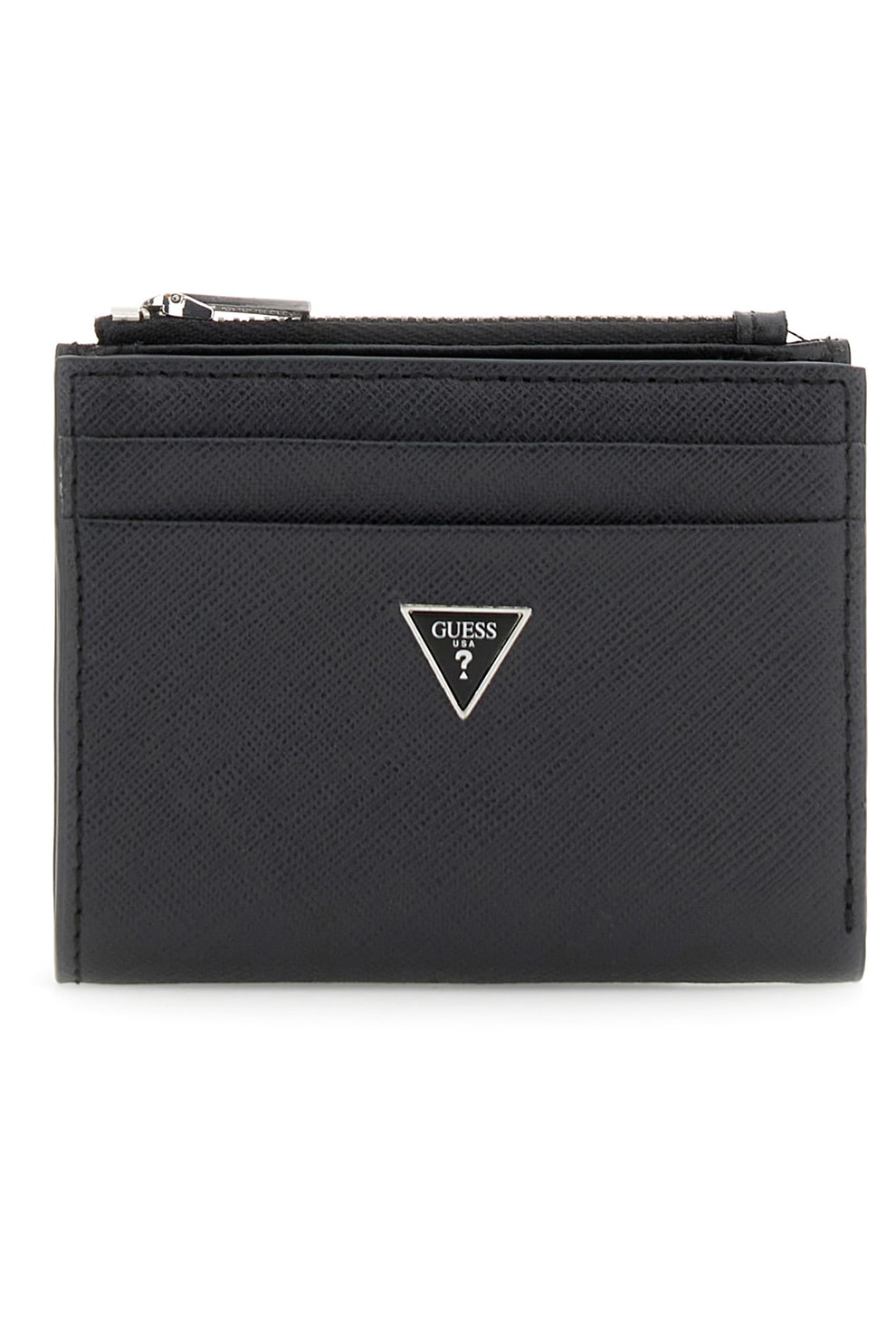 GUESS, Portofel din piele Saffiano, Negru