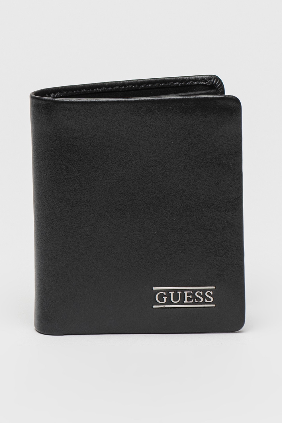 GUESS, Portofel de piele cu logo, Negru