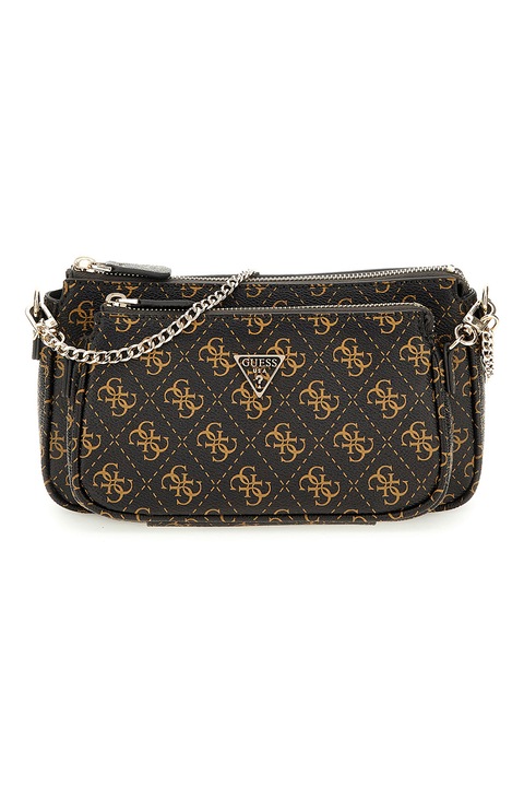 GUESS, Чанта през рамо с монограм, Тъмнокафяв, Карамел