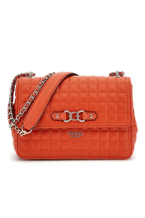 GUESS, Keresztpántos steppelt műbőr táska, Mandarinszín