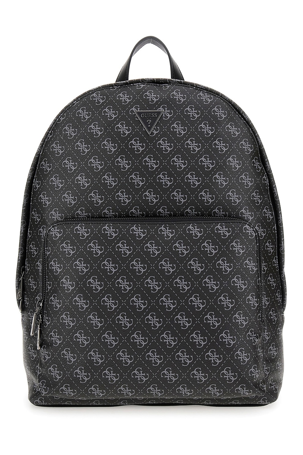 GUESS, Rucsac de piele ecologica cu model monograma Milano, Negru, Alb optic