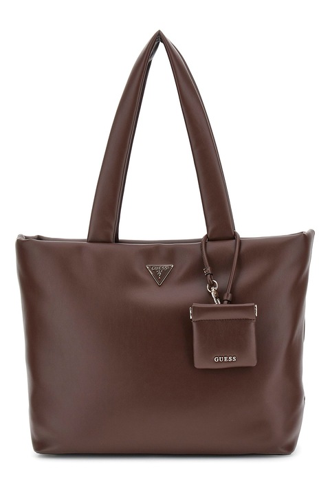 GUESS, Shopper fazonú műbőr táska levehető kistáskával, Barna