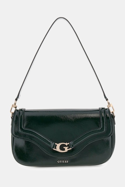 GUESS, Лачена чанта от еко кожа, Бледозелен