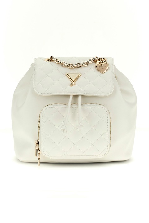 GUESS Logós műbőr hátizsák, Krémszín