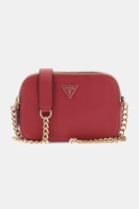 GUESS, Geanta crossbody din piele ecologica cu doua compartimente Noelle, Rosu vermillion