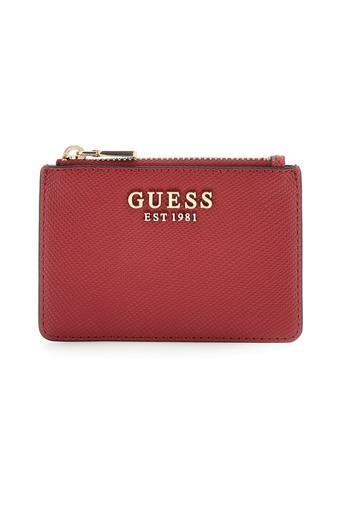 GUESS, Портмоне с цип с лого, Аленочервен
