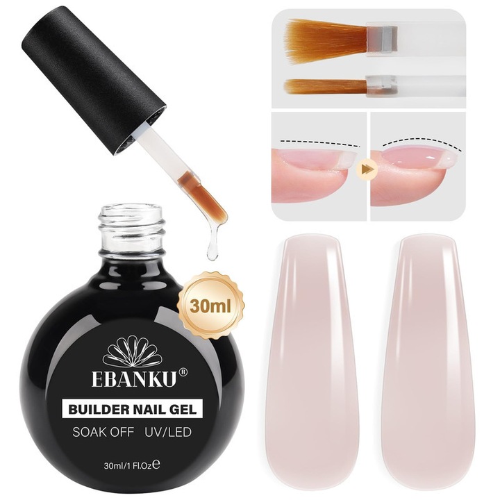 Kalolary 8 az 1-ben körömépítő gél készlet, nude rózsaszín gél, 30ml, ultra vékony ecset