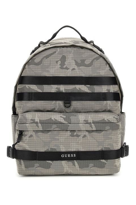 GUESS, Rucsac cu model uni si barete ajustabile, Gri deschis, Gri cenusiu