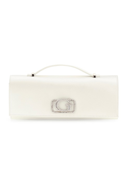 GUESS, Keresztpántos műbőr táska láncpánttal, Fehér