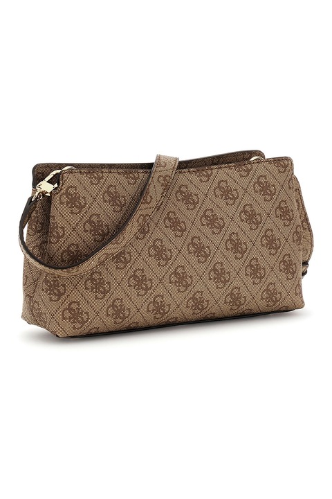 GUESS, Geanta crossbody din piele ecologica cu model, Maro deschis