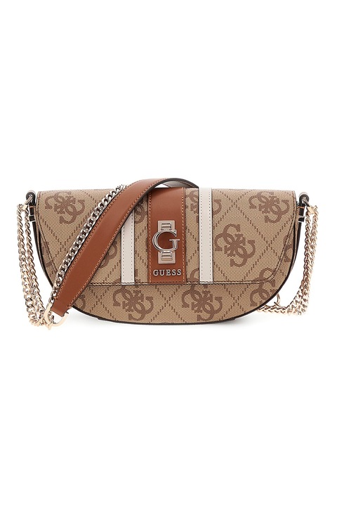 GUESS, Geanta crossbody cu model logo, Maro deschis