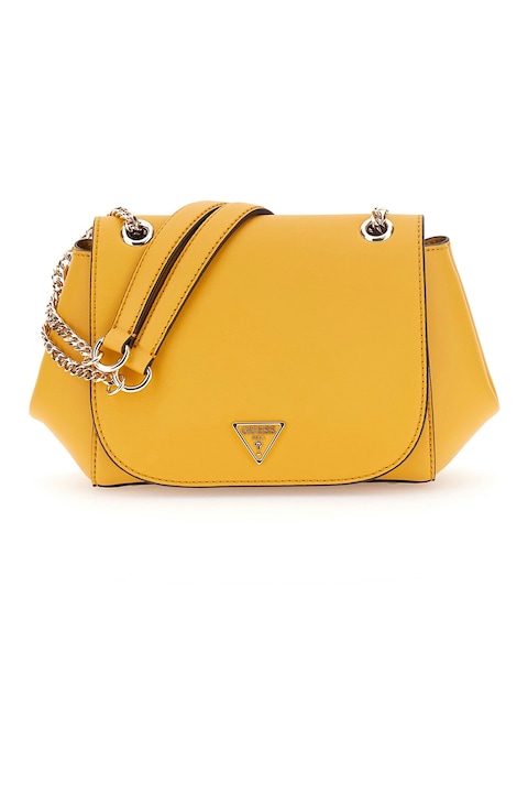 GUESS, Geanta crossbody din piele ecologica cu doua compartimente, Galben sofran