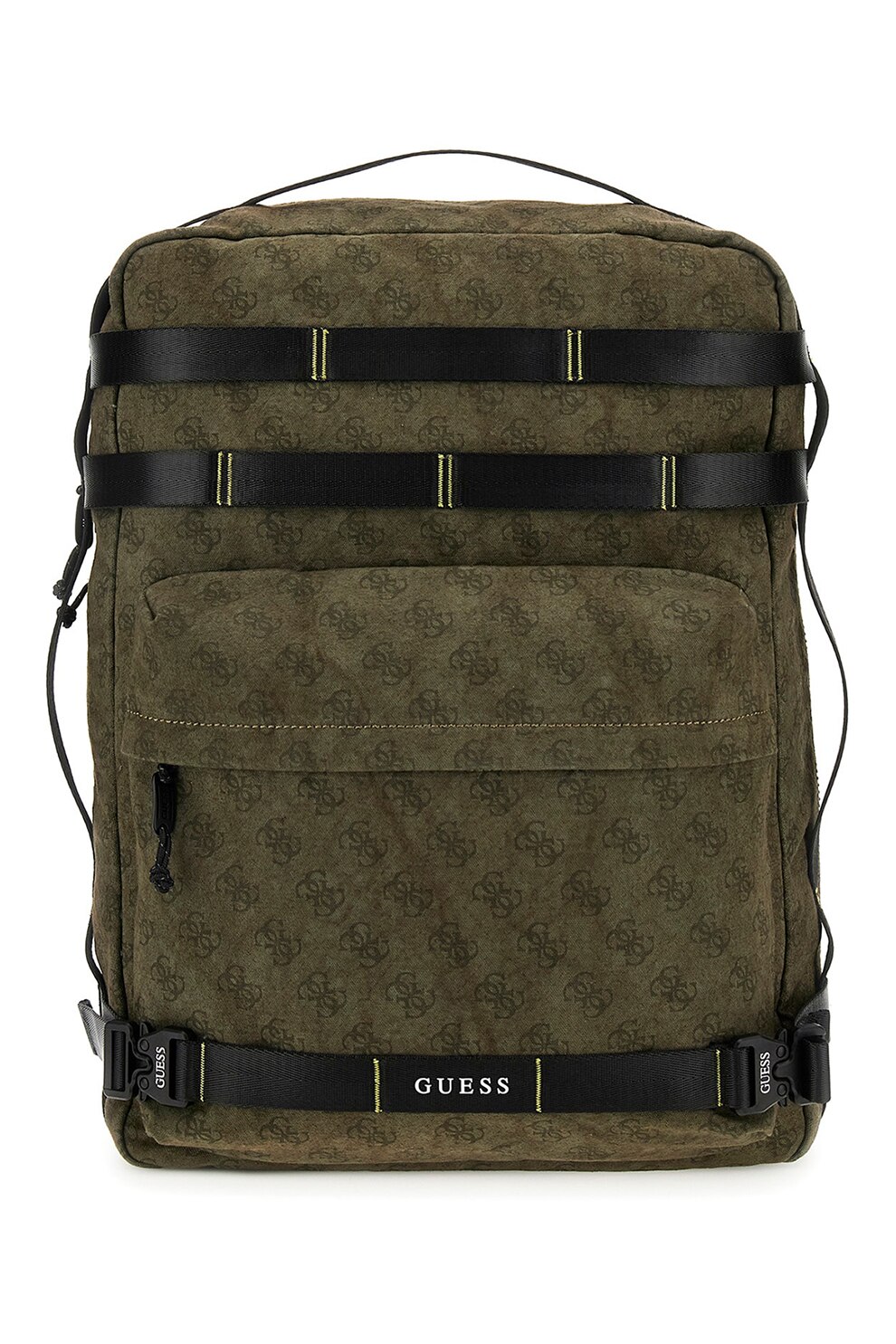 GUESS, Rucsac cu model monograma, Negru, Verde feriga