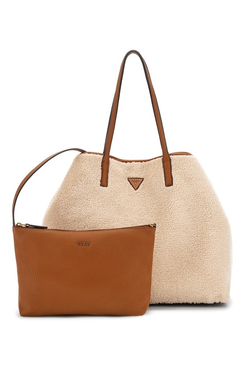 GUESS, Geanta tote cu etui mic detasabil, Maro deschis