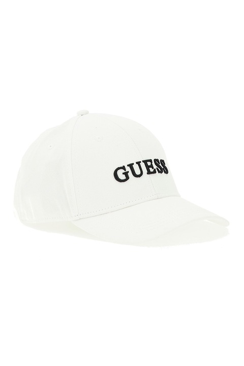 GUESS, Sapca cu broderie logo, Negru, Alb murdar