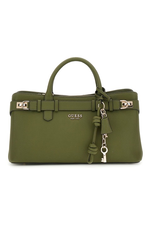 GUESS, Geanta din piele ecologica cu maner, Verde englez