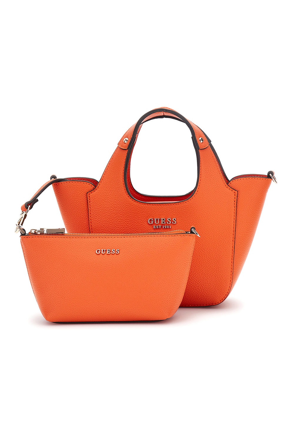GUESS オレンジ トートバッグ セット GUESS, Geanta cu maner si etui interior, Negru, Portocaliu