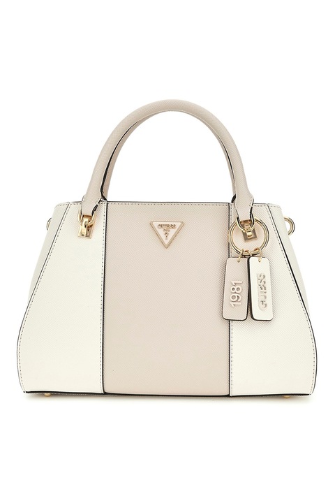 GUESS, Noelle műbőr kézitáska fémlogóval, Krémszín