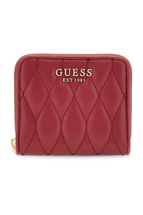 GUESS, Капитонирано портмоне от еко кожа, Червен