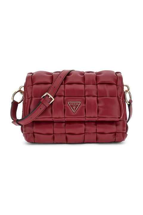 GUESS, Keresztpántos fonott műbőr táska, Piros