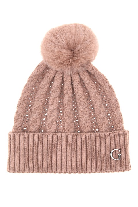 GUESS, Caciula cu ciucure si tinte, Roz prafuit, 57