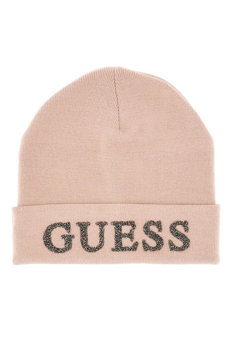 GUESS, Caciula cu logo, Roz pal, 57 CM