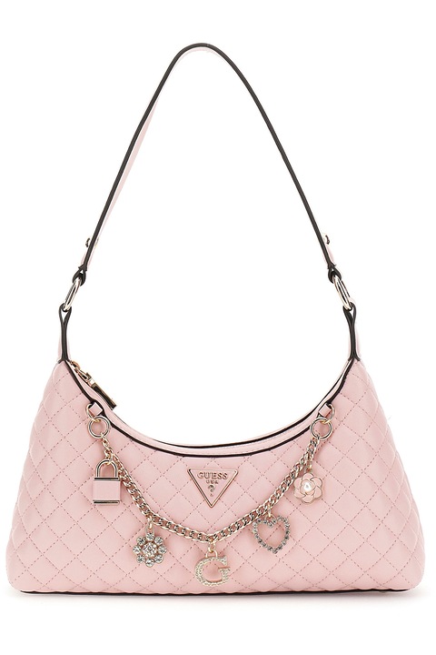 GUESS, Válltáska díszlánccal, Halvány rózsaszín