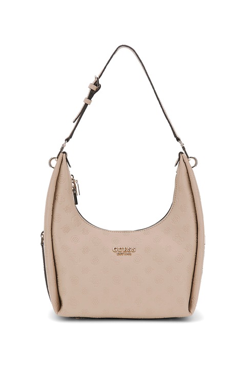 GUESS, Чанта Хобо с регулируема презрамка и лого, Бледо розово