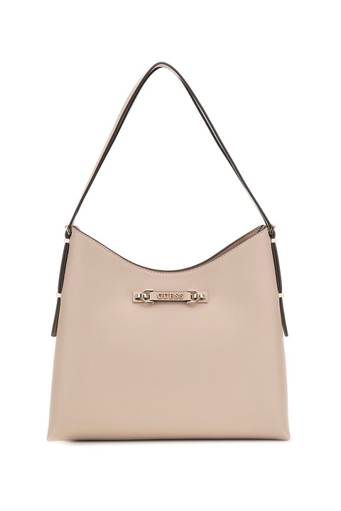 GUESS, Geanta din piele ecologica cu bareta de umar, Maro taupe