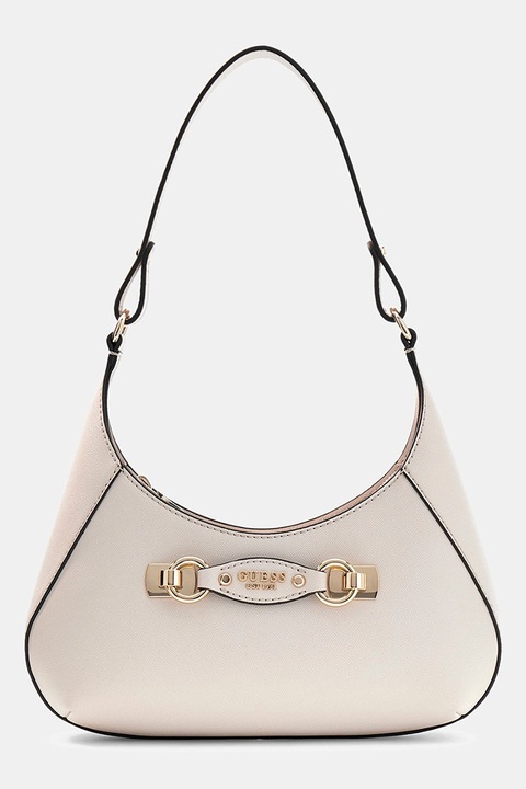 GUESS, Műbőr válltáska hátul zsebbel, Krémszín