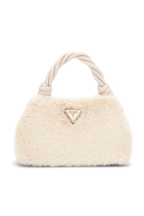 GUESS, Bolyhos kézitáska csavart fogantyúval, Világos tópbarna
