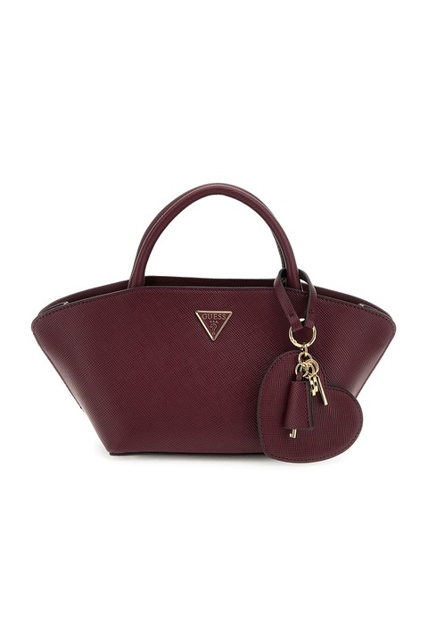 GUESS, Trapéz alakú táska charmokkal, Bordó