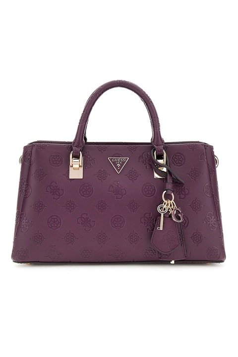 GUESS, Logómintás válltáska levehető pánttal, Bíborszín