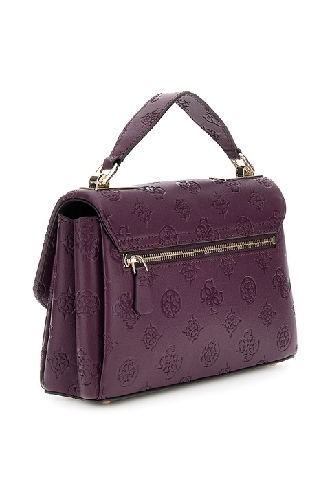 GUESS, Keresztpántos fedőlapos táska logómintával, Bíborszín