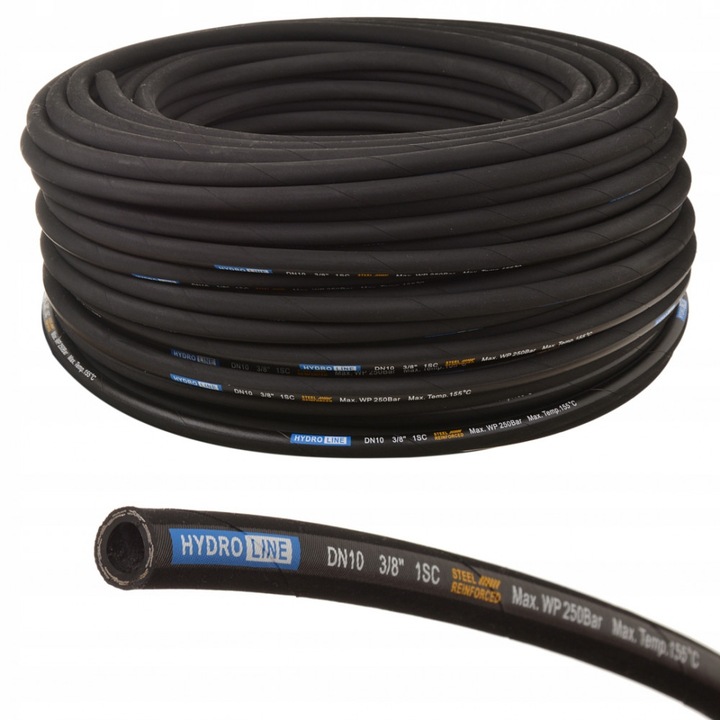 Хидравличен маркуч за високо налягане HydroLine DN10, 1SC, 3/8", 250 bar – Стоманена оплетка (наличен на метър)