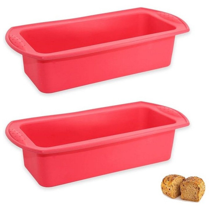Комплект NUWIQ от 2 силиконови тави за печене на хляб и сладкиши, 26 x 13 x 6,5 см, червени