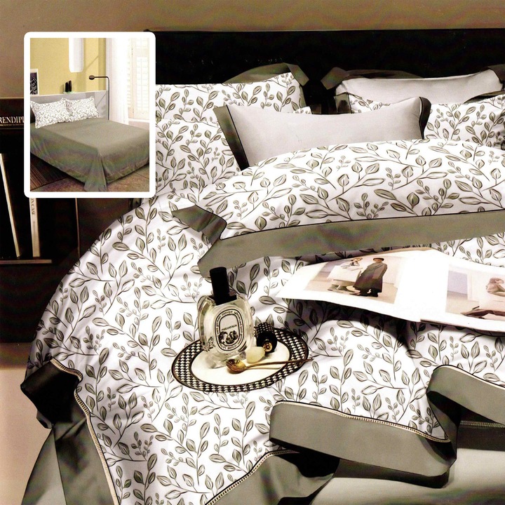 Lenjerie de pat Ralex Pucioasa Elegance 6 piese, 60% bumbac, 40% poliester, multicolor, 230x250cm