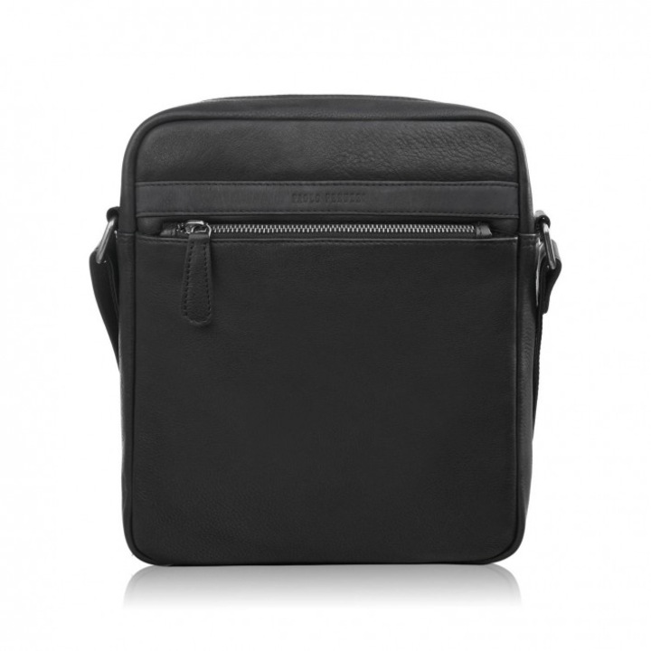 Мъжка кожена чанта за през рамо, черна, Paolo Peruzzi AL-20-BL