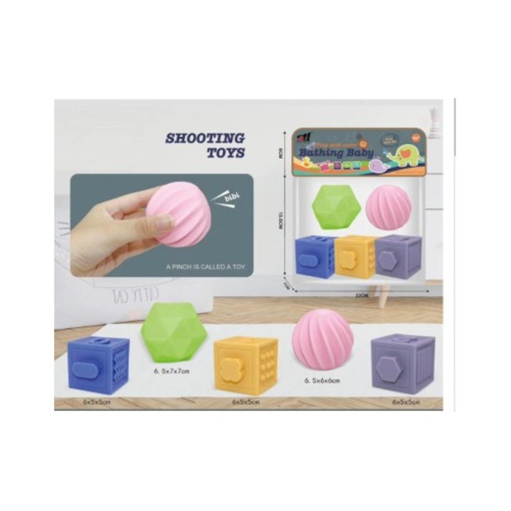 5 db-os érzékszervi kocka és labda szett babáknak - játékok gyerekeknek