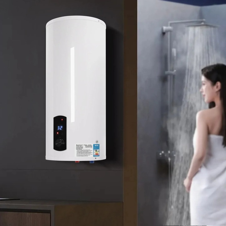Azonnali vízmelegítő, 220V, 2KW, átfolyós vízmelegítő, termosztátos szabályozással, fehér