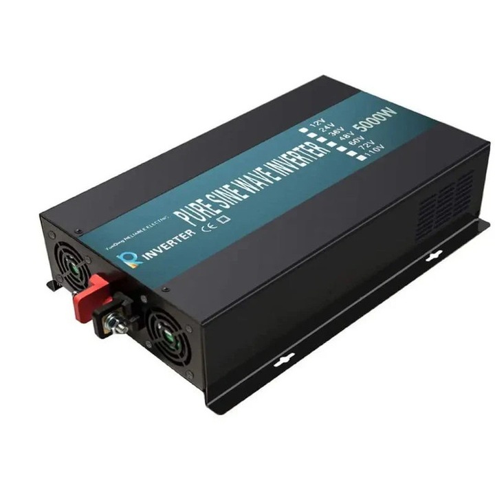 Szinusz inverter, LED kijelző, 5000W, 220-230V, fekete