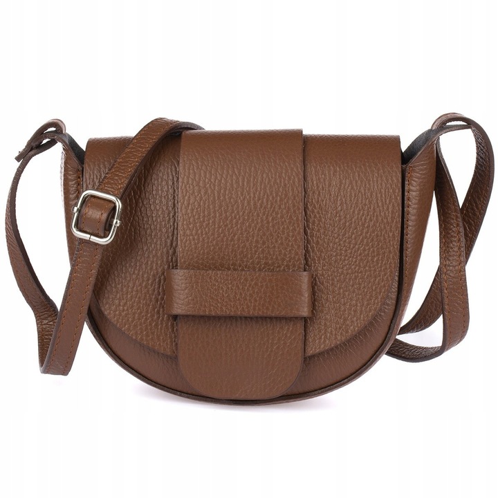 Geanta de umar pentru femei, Vera Pelle, piele naturala, maro inchis, dimensiuni 20x15x8cm