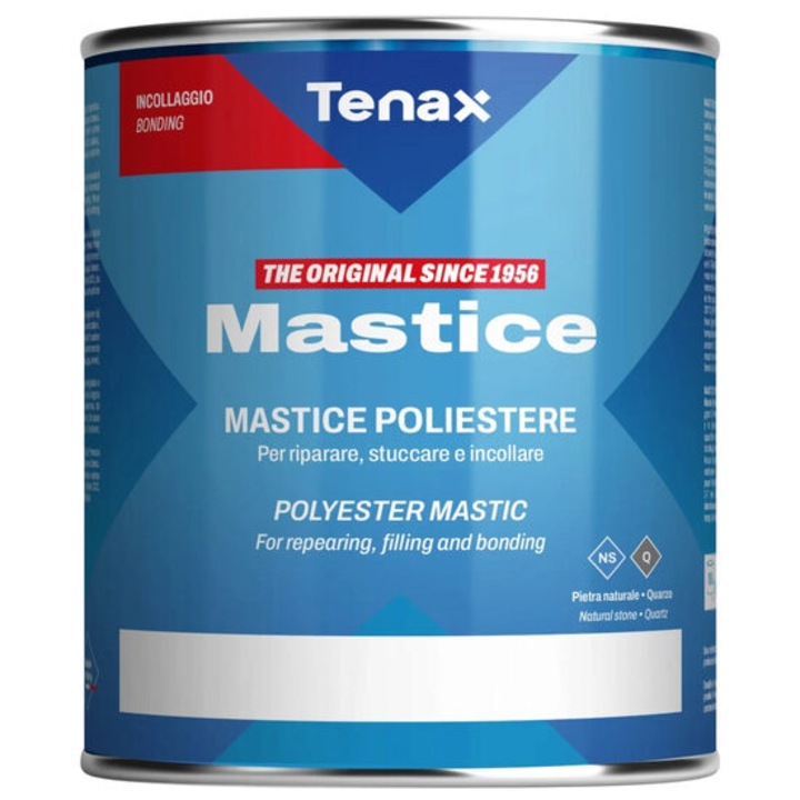 Mastic poliester pentru piatra naturala si quartz, Tenax Solido, bianco, 750ml + intaritor 45ml