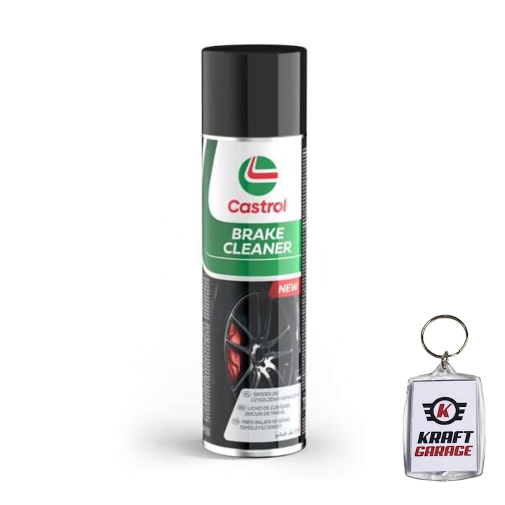 Set Spray curatare frane si ambreiaj, Castrol Brake Cleaner, 500 ml, cu Breloc