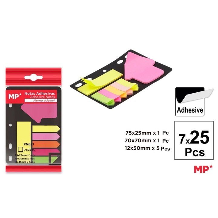 Főpapír öntapadós indexkészlet, 7 minta, 25 lap, 75 g/m²