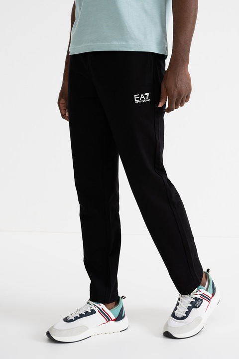 EA7, Pantaloni de trening cu talie elastica, Negru, S