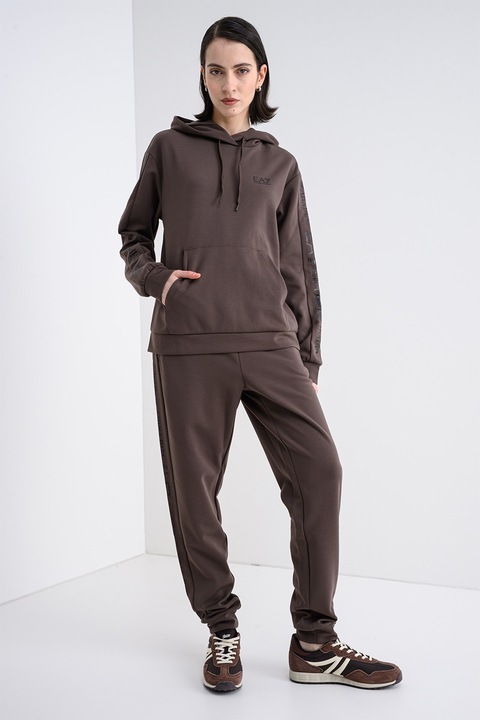 EA7, Trening din amestec de bumbac cu logo, Maro inchis